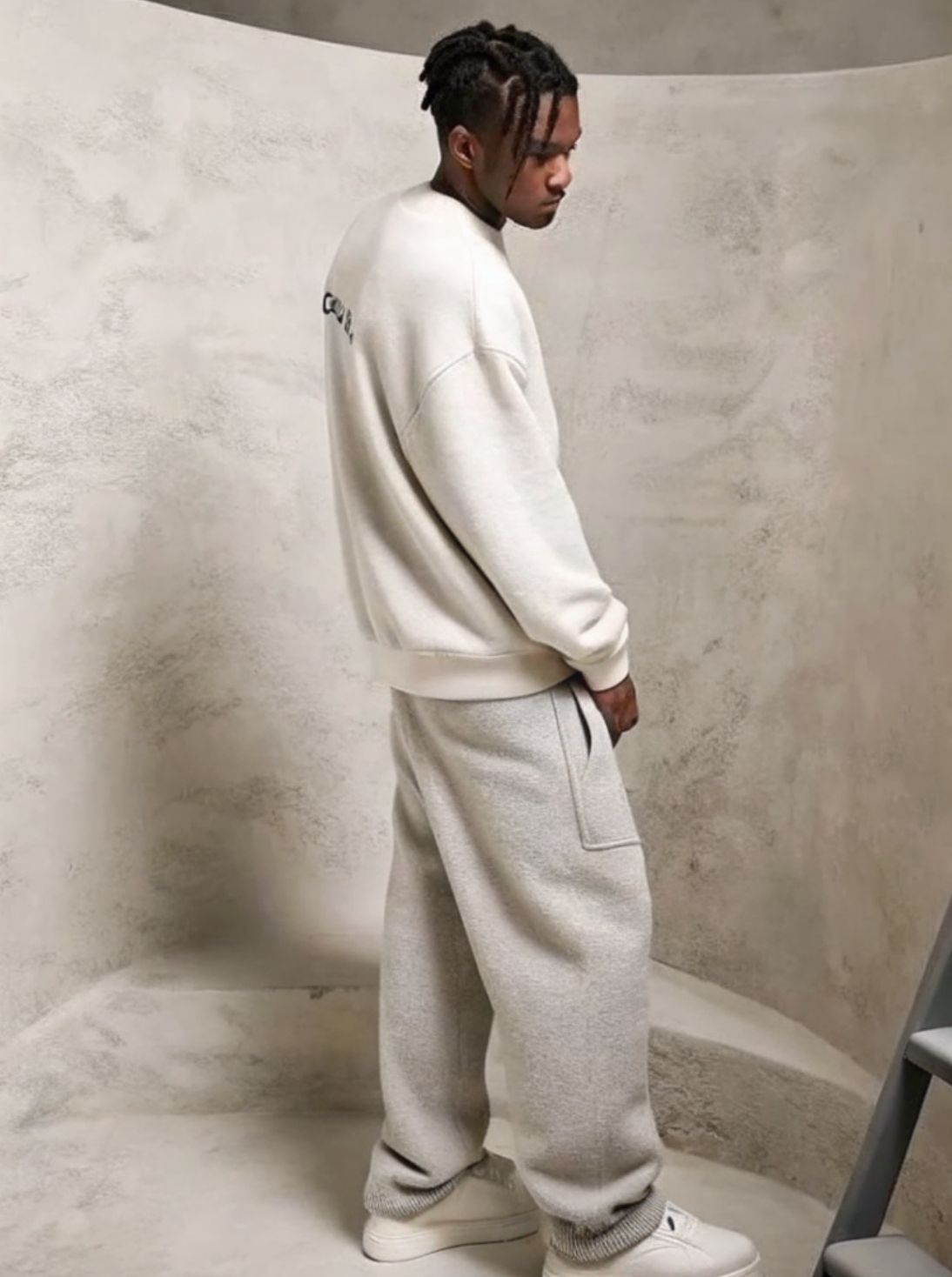 Model wearing sweatpants